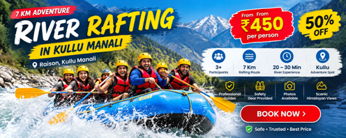 7 KM river rafting in Kullu Manali at Raison
